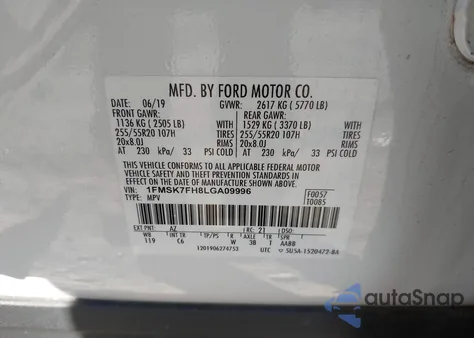 2020 Ford Explorer Limited из США, поврежденный, VIN 1FMSK7FH8LGA09996